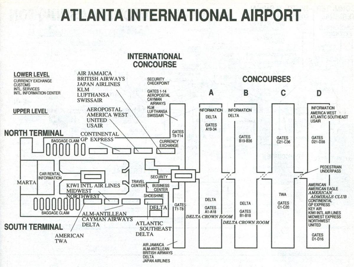 Atlanta airport terminal s la mappa
