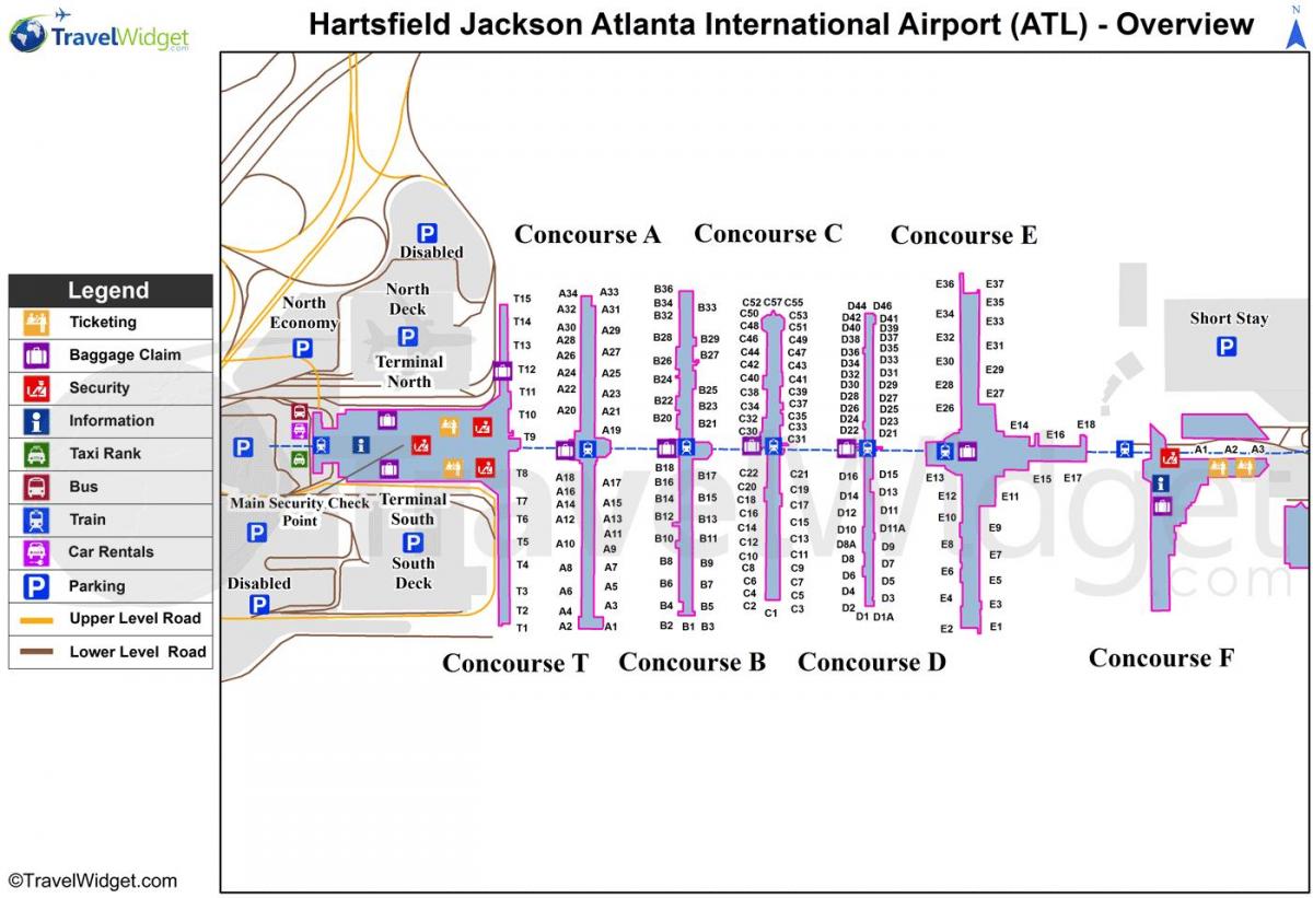 mappa di Hartsfield Jackson Atlanta International Airport
