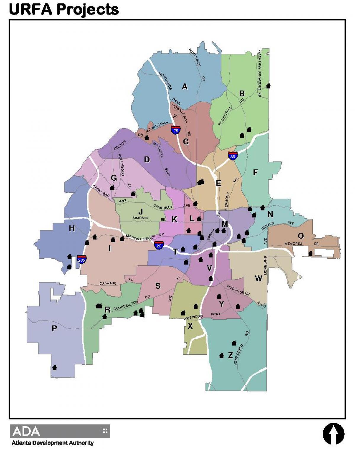 mappa della zona di Atlanta mappa