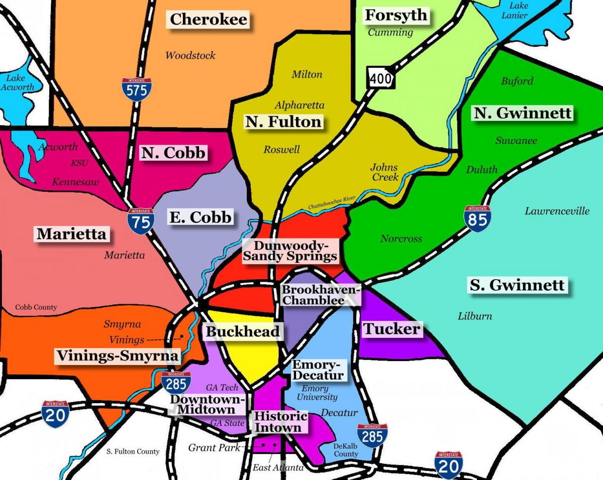 mappa di Atlanta periferia