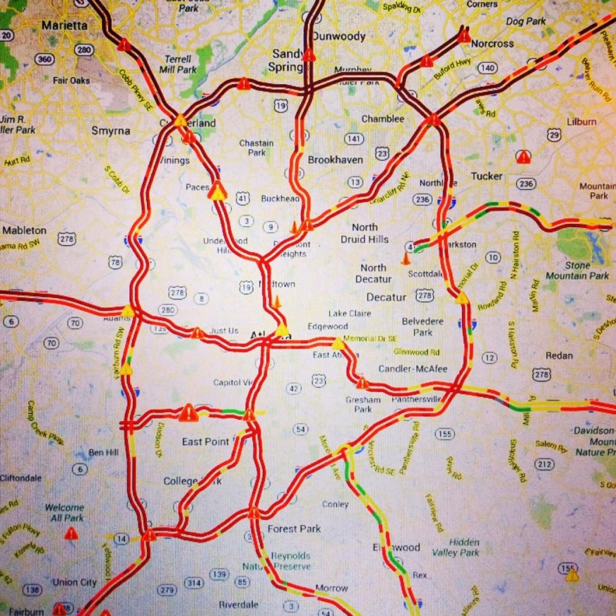 mappa di Atlanta traffico