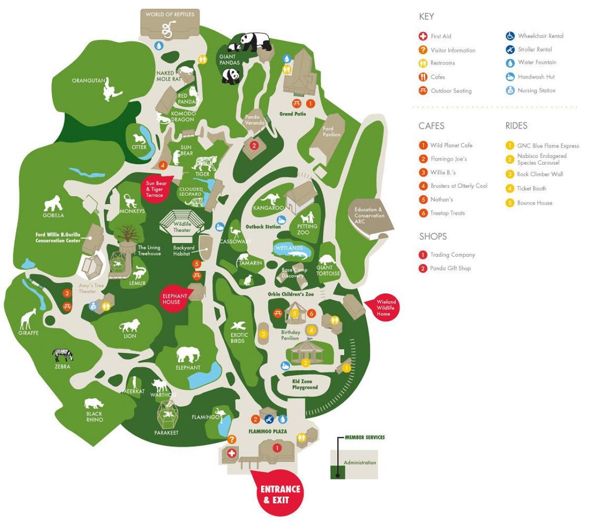 mappa di lo zoo di Atlanta