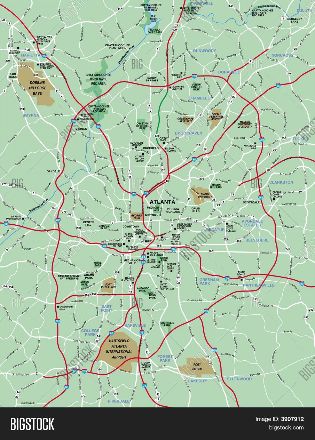 greater Atlanta mappa dell'area