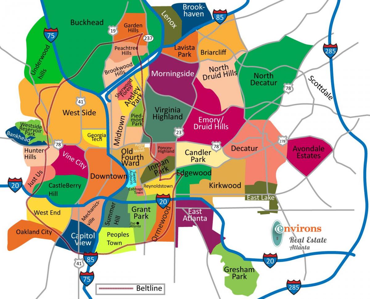 mappa di Atlanta quartieri