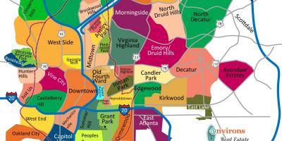 Mappa di Atlanta quartieri