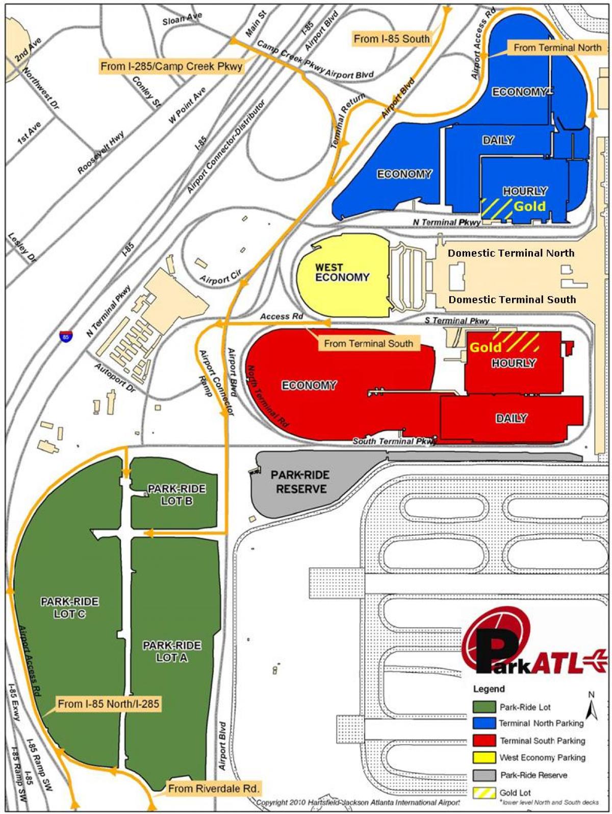 Atlanta Hartsfield aeroporto parcheggio mappa