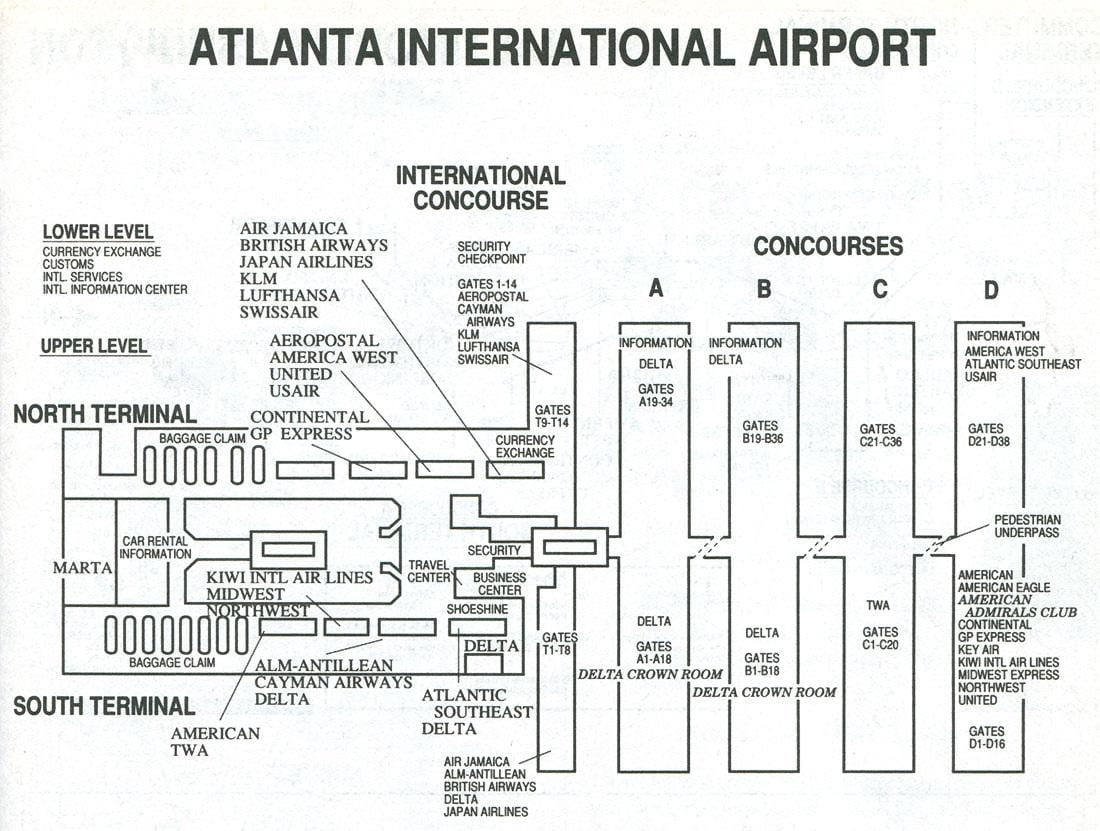 mappa di atl aeroporto